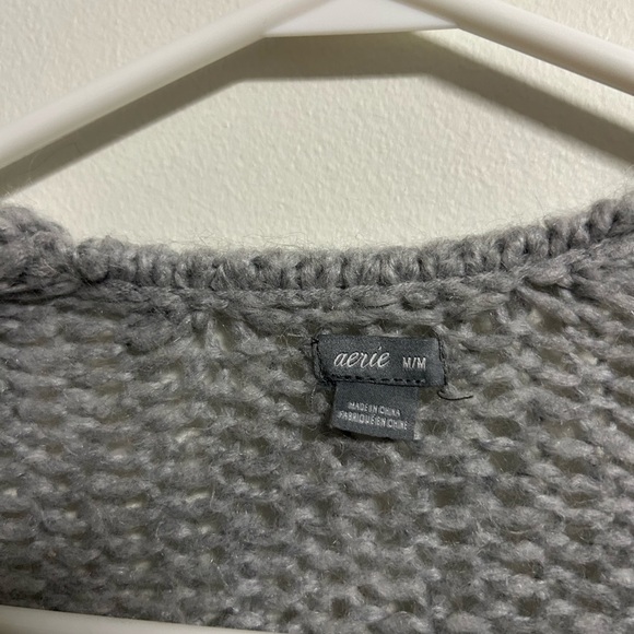 Aerie Grey Open Knit Cardigan - Picture 3 of 3